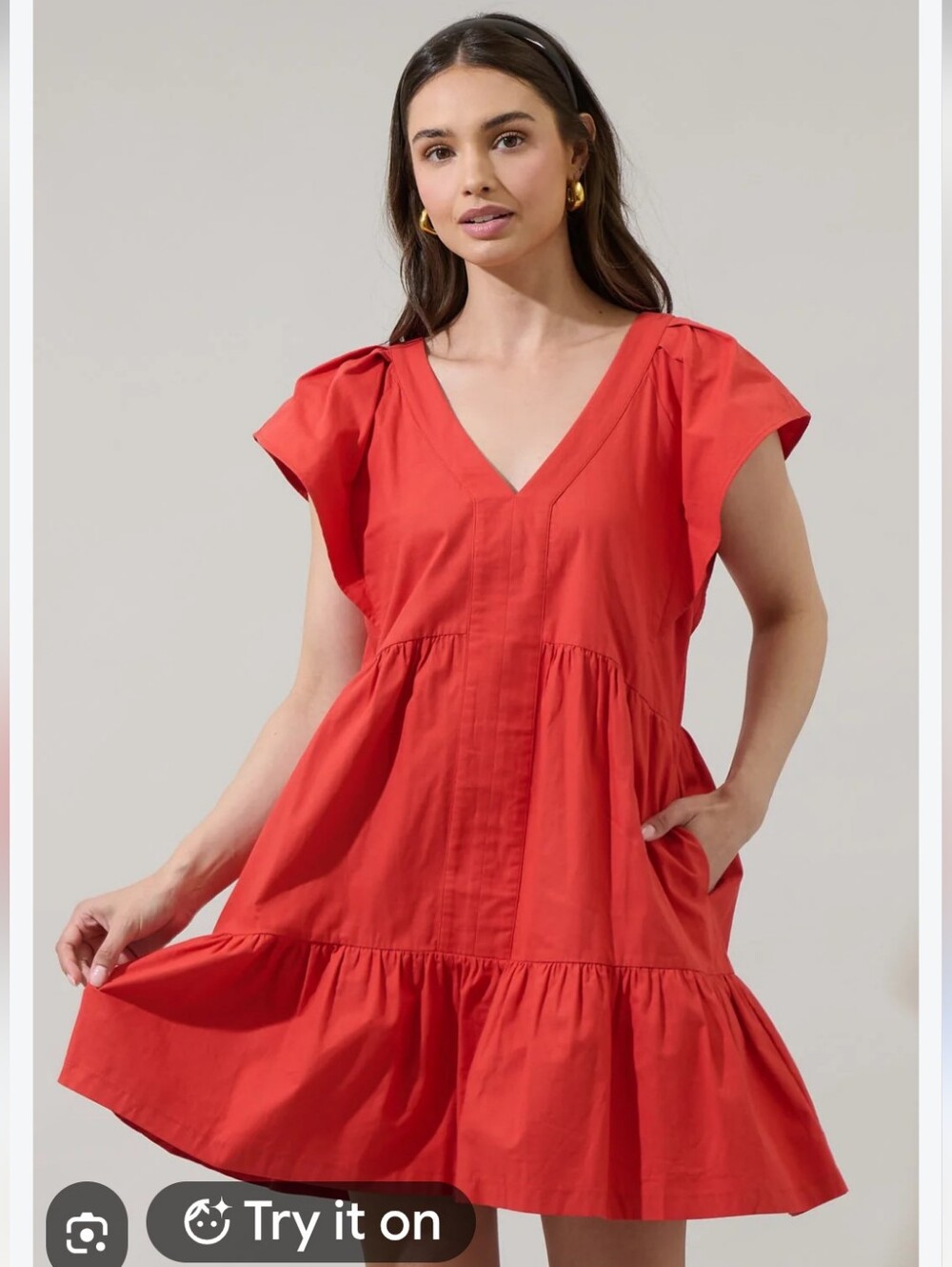 NWT Sugarlips Linen Tiered Lined Dress Women's XL Orange